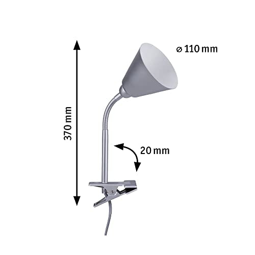 Paulmann 95431 Klemmleuchte Vitis mit Flexarm rund max. 20 Watt Lampe Schnurschalter Weiß Metall, Kunststoff E14 ohne Leuchtmittel