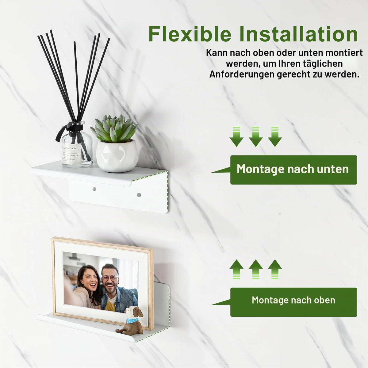 SAYAYO Wandregal Ohne Bohren oder mit Bohren Weiß 2 Stück Regal 20cm