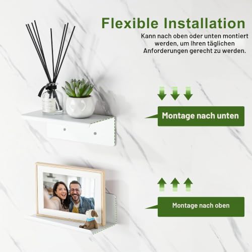 SAYAYO Wandregal Ohne Bohren oder mit Bohren Weiß 2 Stück Regal 20cm