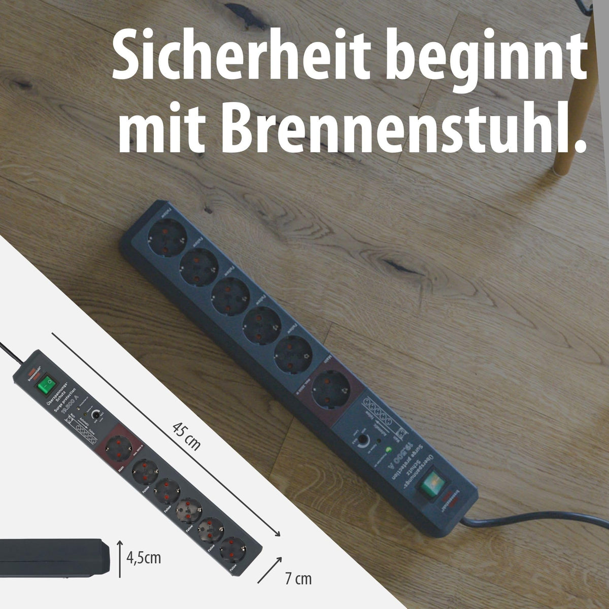 Brennenstuhl Secure-Tec Steckdosenleiste 6-Fach mit Überspannungsschutz