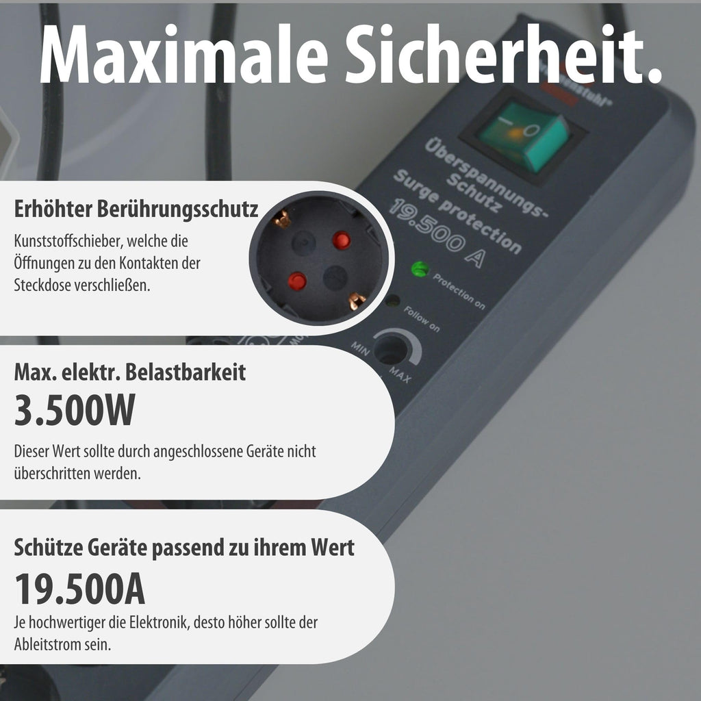 Brennenstuhl Secure-Tec Steckdosenleiste 6-Fach mit Überspannungsschutz