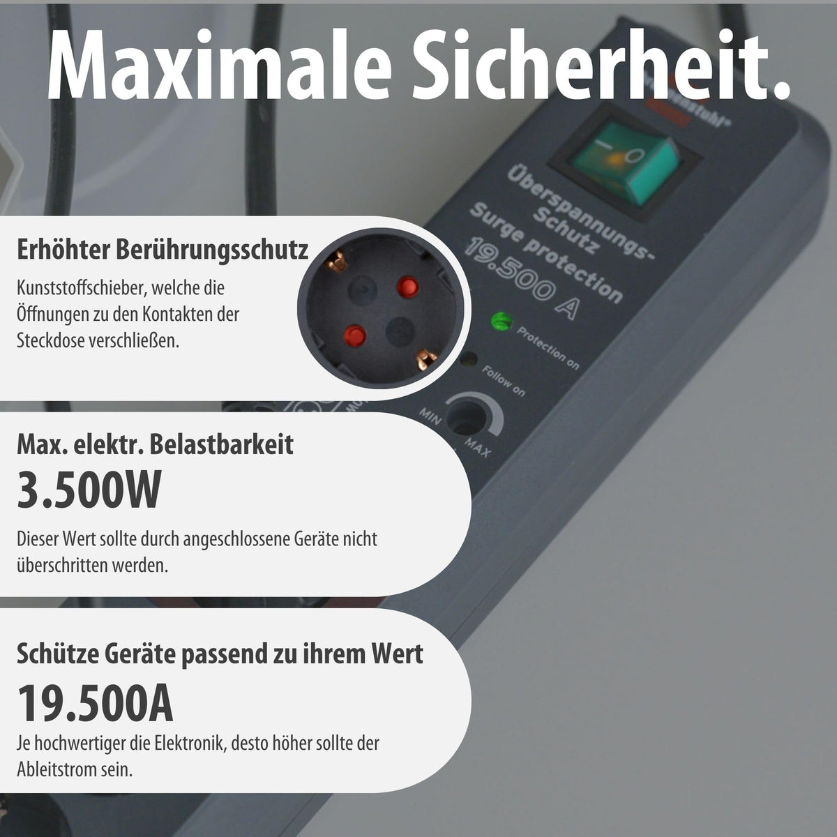 Brennenstuhl Secure-Tec Steckdosenleiste 6-Fach mit Überspannungsschutz