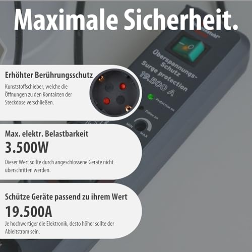 Brennenstuhl Secure-Tec Steckdosenleiste 6-Fach mit Überspannungsschutz