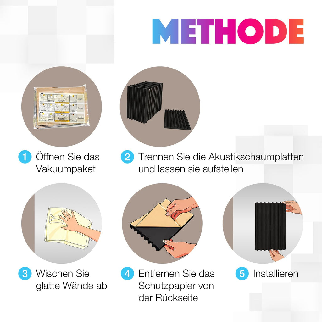 Sonic Acoustics 12 Stücke Selbstklebend Schallabsorber, Dichte 35 kg/m³, 2,5x20x30cm, 3D Hochdichte Akustikschaumstoff, Hall-Echo-Fliesen reduzieren, für Wand, Tonstudio, Aufnahmestudios, Büro