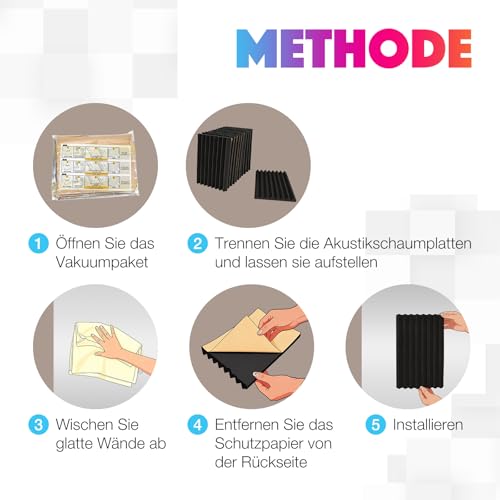 Sonic Acoustics 12 Stücke Selbstklebend Schallabsorber, Dichte 35 kg/m³, 2,5x20x30cm, 3D Hochdichte Akustikschaumstoff, Hall-Echo-Fliesen reduzieren, für Wand, Tonstudio, Aufnahmestudios, Büro