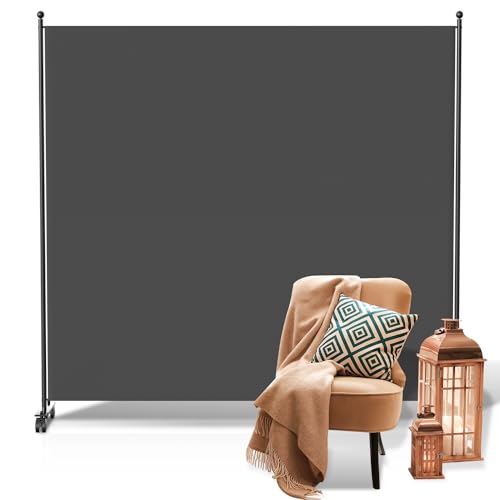 Fiqops Paravent Outdoor,Raumteiler auf Rollen 1-teilig 187×181 cm, Wetterfester Paravent für Outdoor & Büro - Anthrazit