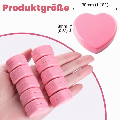 Magnete für Magnettafel, 20 Stück Rosa Herz Magnete Stark - Mini Kühlschrankmagnete, Bunt & Dekorative magneten starker Halt für Schule & Büro - Klein Magnet für Whiteboard Magnetwand Pinnwand