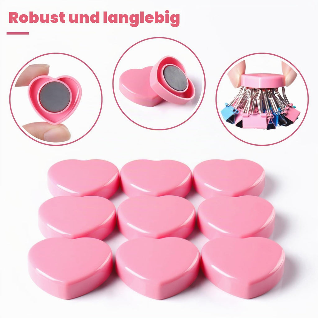 Magnete für Magnettafel, 20 Stück Rosa Herz Magnete Stark - Mini Kühlschrankmagnete, Bunt & Dekorative magneten starker Halt für Schule & Büro - Klein Magnet für Whiteboard Magnetwand Pinnwand