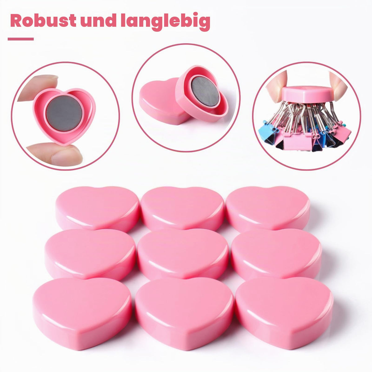 Magnete für Magnettafel, 20 Stück Rosa Herz Magnete Stark - Mini Kühlschrankmagnete, Bunt & Dekorative magneten starker Halt für Schule & Büro - Klein Magnet für Whiteboard Magnetwand Pinnwand