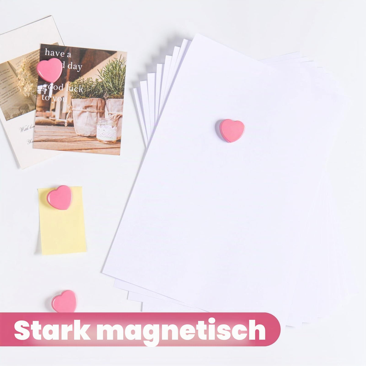 Magnete für Magnettafel, 20 Stück Rosa Herz Magnete Stark - Mini Kühlschrankmagnete, Bunt & Dekorative magneten starker Halt für Schule & Büro - Klein Magnet für Whiteboard Magnetwand Pinnwand