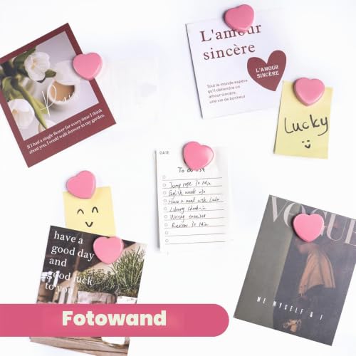 Magnete für Magnettafel, 20 Stück Rosa Herz Magnete Stark - Mini Kühlschrankmagnete, Bunt & Dekorative magneten starker Halt für Schule & Büro - Klein Magnet für Whiteboard Magnetwand Pinnwand