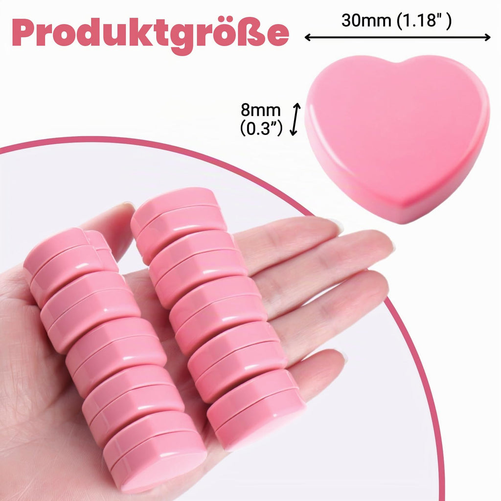 Magnete für Magnettafel, 20 Stück Rosa Herz Magnete Stark - Mini Kühlschrankmagnete, Bunt & Dekorative magneten starker Halt für Schule & Büro - Klein Magnet für Whiteboard Magnetwand Pinnwand