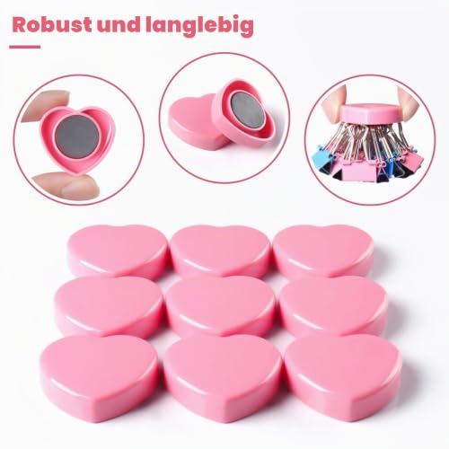 Magnete für Magnettafel, 20 Stück Rosa Herz Magnete Stark - Mini Kühlschrankmagnete, Bunt & Dekorative magneten starker Halt für Schule & Büro - Klein Magnet für Whiteboard Magnetwand Pinnwand