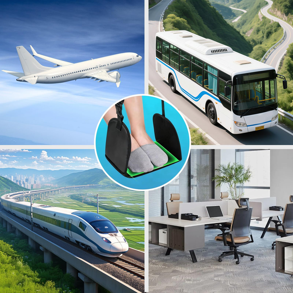 Fußhängematte Flugzeug mit Memory Foam & Beinauflage