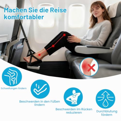 Fußhängematte Flugzeug mit Memory Foam & Beinauflage