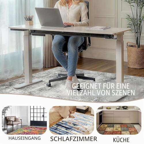 Highdi Bodenschutzmatte Bürostuhl, Bürostuhl Unterlage rutschfest Kratzfest Bodenmatte Stuhlunterlage, Leinen Bürostuhlunterlage Schreibtischstuhl Unterlage Teppich (Beige,100x140cm)