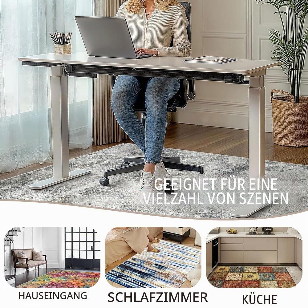 Highdi Bodenschutzmatte Bürostuhl, Bürostuhl Unterlage rutschfest Kratzfest Bodenmatte Stuhlunterlage, Leinen Bürostuhlunterlage Schreibtischstuhl Unterlage Teppich (Beige,100x140cm)