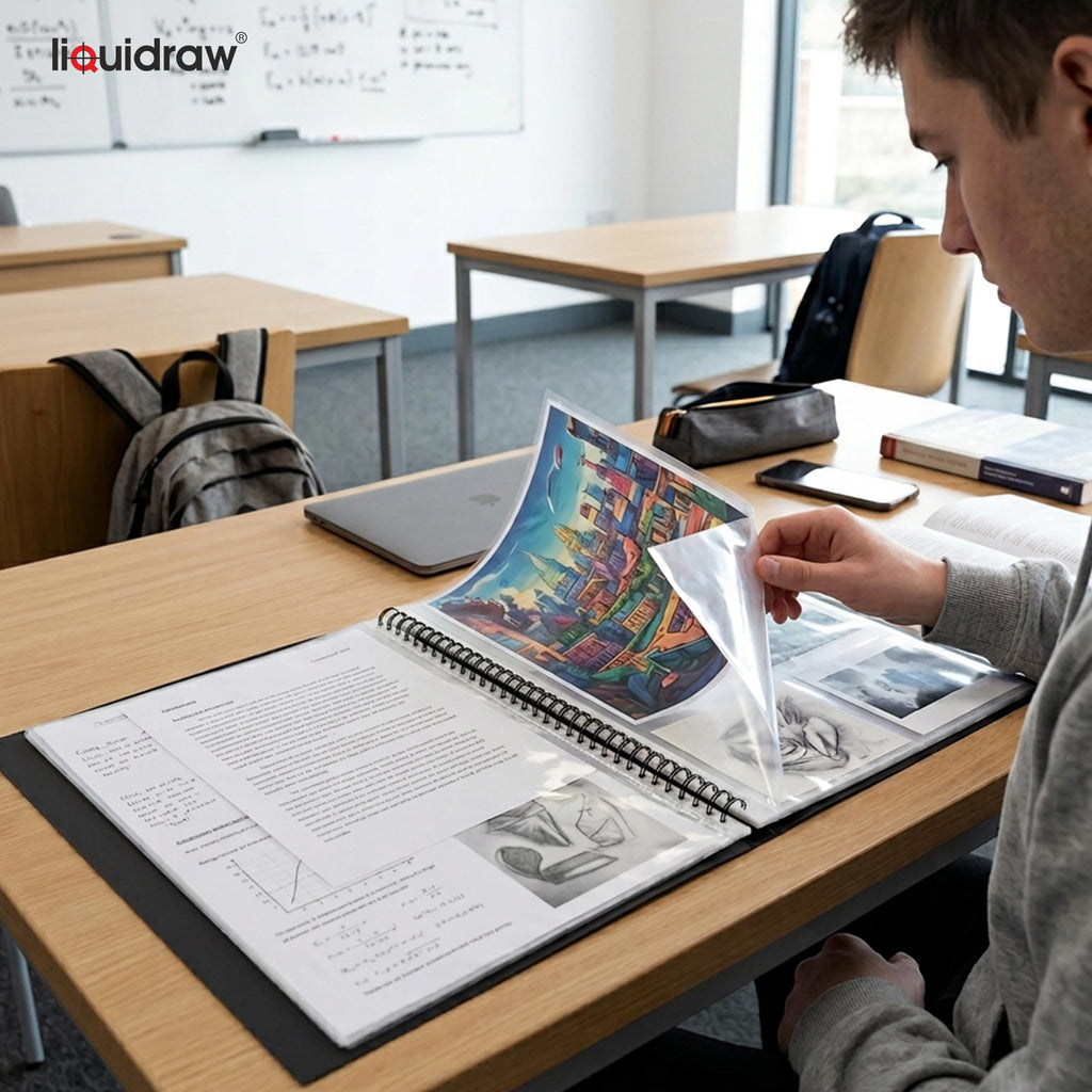 Liquidraw A3 Kunst-Portfolio-Hülle für Künstler mit 20 Hüllen Einlagen Aufbewahrung Spiralordner Portfolio Ordner für Künstler, Architekten, Zeichnen, Malen, Dokumente und professionelle Dateien