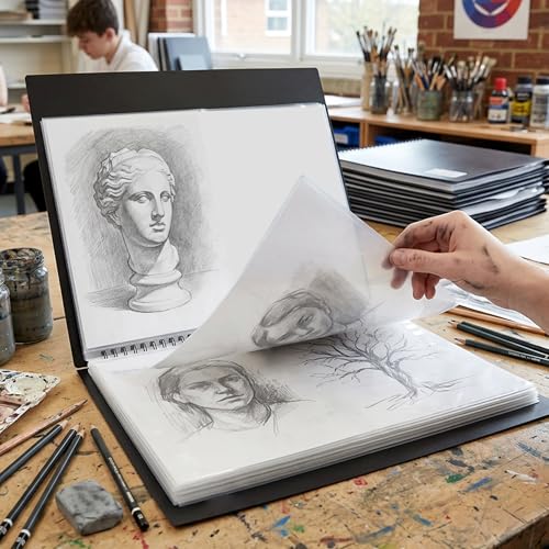 Liquidraw A3 Kunst-Portfolio-Hülle für Künstler mit 20 Hüllen Einlagen Aufbewahrung Spiralordner Portfolio Ordner für Künstler, Architekten, Zeichnen, Malen, Dokumente und professionelle Dateien