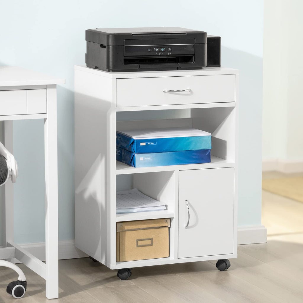 SoBuy Druckerschrank mit Schublade, Rollcontainer für Büro, 50x75x40 cm