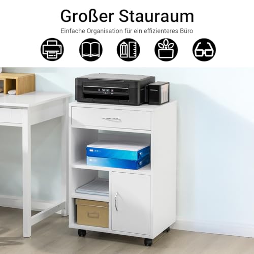 SoBuy Druckerschrank mit Schublade, Rollcontainer für Büro, 50x75x40 cm