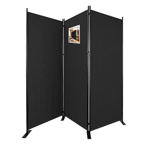 VOUNOT® Paravent Raumteiler 3 Teilig Freistehend Stoff Trennwand Klappbar Sichtschutz Stellwand für Balkon Wohnzimmer Schlafzimmer und Büro 262 x 30 x 173 cm Anthrazit