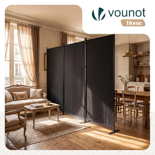 VOUNOT® Paravent Raumteiler 3 Teilig Freistehend Stoff Trennwand Klappbar Sichtschutz Stellwand für Balkon Wohnzimmer Schlafzimmer und Büro 262 x 30 x 173 cm Anthrazit