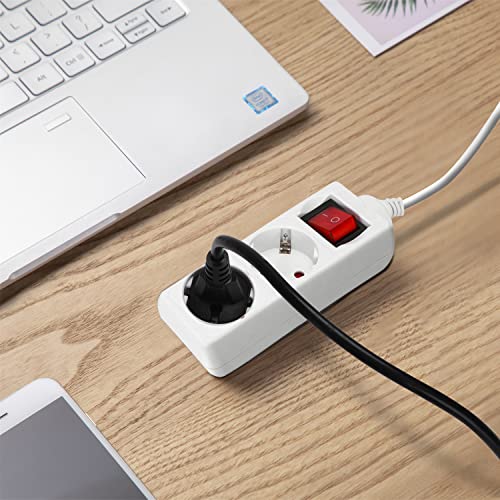 Aigostar Steckdosenleiste 2-Fach mit Schalter Tischsteckdose Kindersicherung 3g1.0m㎡ 1.5 m Kabel, Weiß