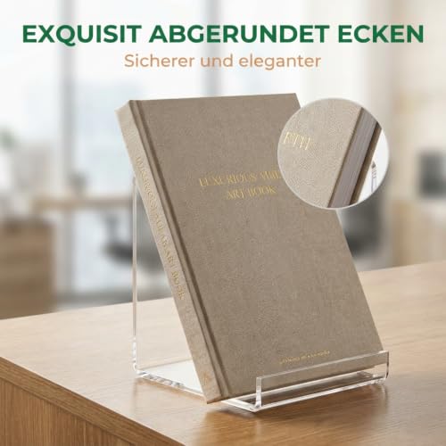 2er Set Acryl Buchständer J-Form, Buchstütze & Tablet Halter
