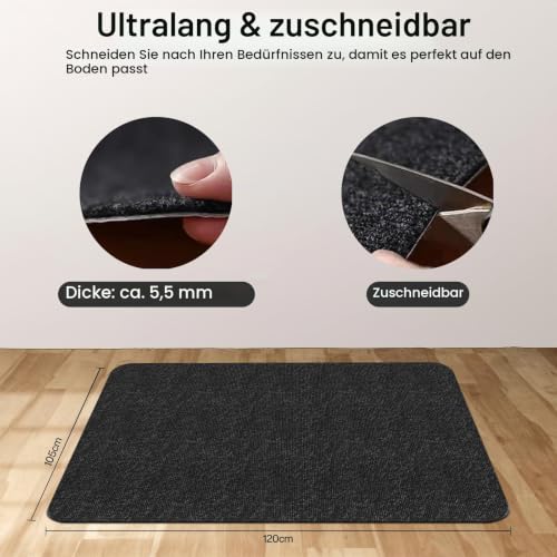 BBodenschutzmatte für Hartböden,105×120cm – 5,5 mm dick (Schwarz)