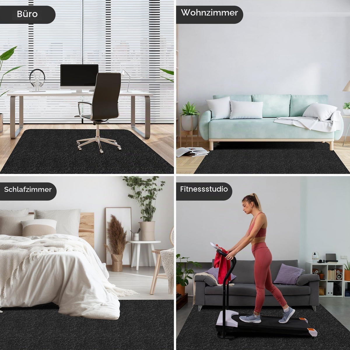 BBodenschutzmatte für Hartböden,105×120cm – 5,5 mm dick (Schwarz)