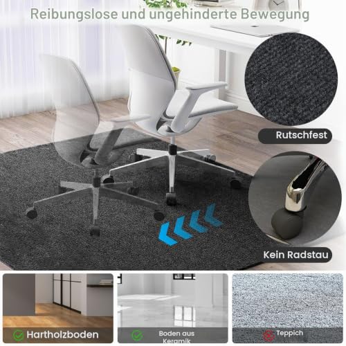 BBodenschutzmatte für Hartböden,105×120cm – 5,5 mm dick (Schwarz)