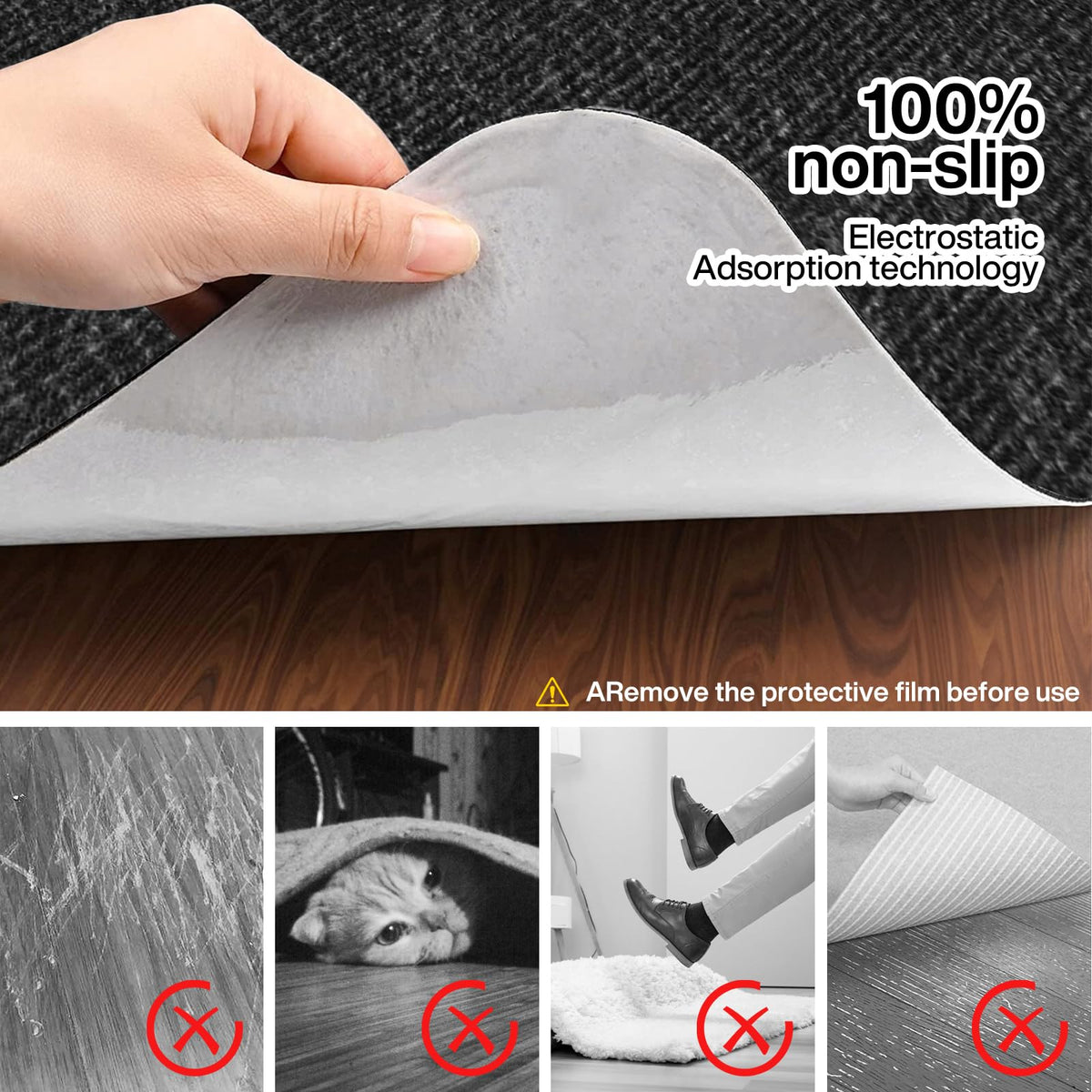 BBodenschutzmatte für Hartböden,105×120cm – 5,5 mm dick (Schwarz)