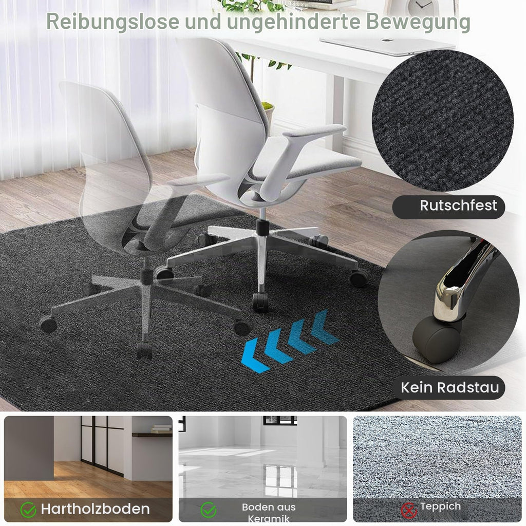 BBodenschutzmatte für Hartböden,105×120cm – 5,5 mm dick (Schwarz)