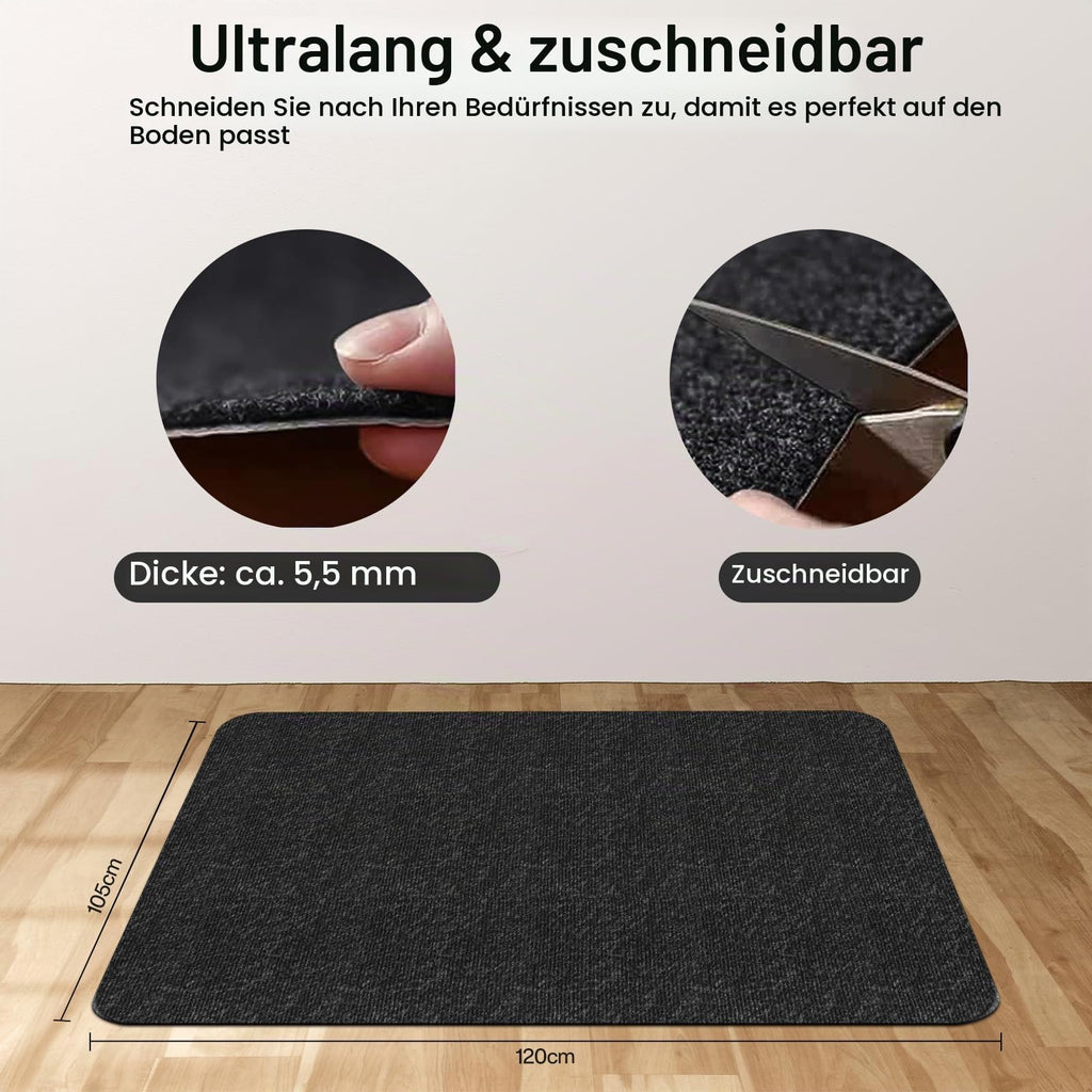 BBodenschutzmatte für Hartböden,105×120cm – 5,5 mm dick (Schwarz)
