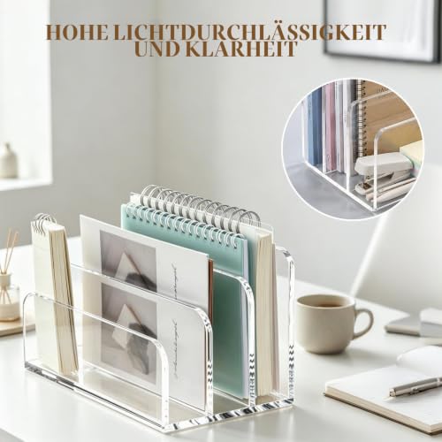 Acryl Briefablage – 3 Fächer Transparent, Dokumentenablage & Briefständer, Schreibtisch Organizer für Büro, Haus & Schule – Platzsparend, Stapelbar, schneller Zugriff auf Post & Dokumente