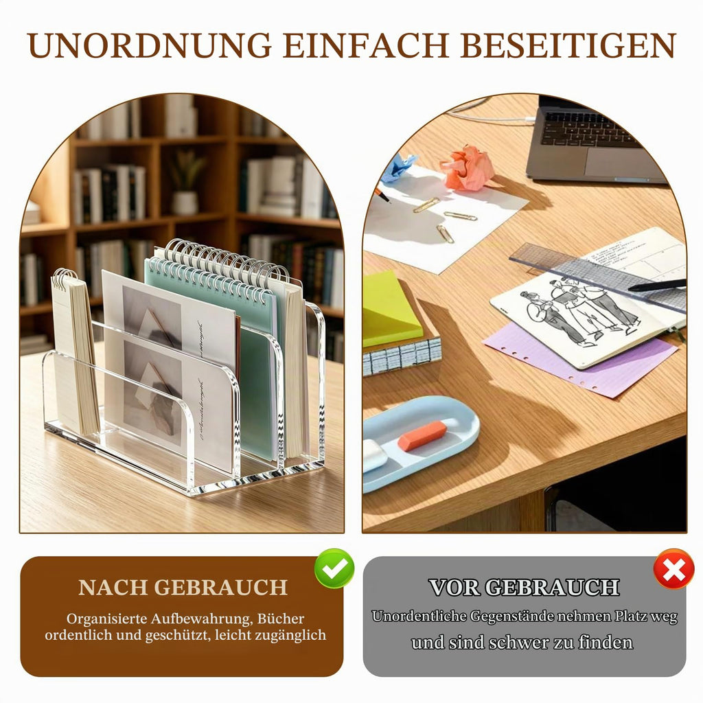 Acryl Briefablage – 3 Fächer Transparent, Dokumentenablage & Briefständer, Schreibtisch Organizer für Büro, Haus & Schule – Platzsparend, Stapelbar, schneller Zugriff auf Post & Dokumente