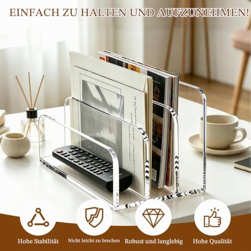 Acryl Briefablage – 3 Fächer Transparent, Dokumentenablage & Briefständer, Schreibtisch Organizer für Büro, Haus & Schule – Platzsparend, Stapelbar, schneller Zugriff auf Post & Dokumente