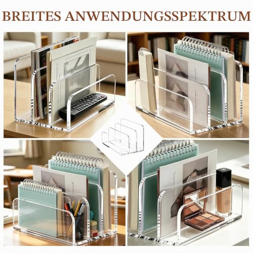 Acryl Briefablage – 3 Fächer Transparent, Dokumentenablage & Briefständer, Schreibtisch Organizer für Büro, Haus & Schule – Platzsparend, Stapelbar, schneller Zugriff auf Post & Dokumente