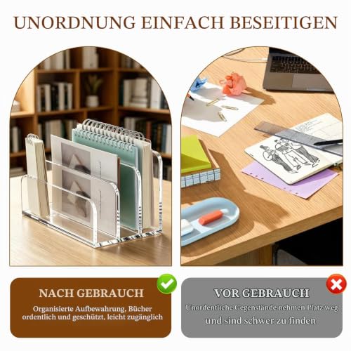 Acryl Briefablage – 3 Fächer Transparent, Dokumentenablage & Briefständer, Schreibtisch Organizer für Büro, Haus & Schule – Platzsparend, Stapelbar, schneller Zugriff auf Post & Dokumente