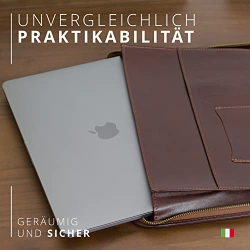 Konferenzmappe A4 aus 100% vollnarbiges Leder mit Reißverschluss - handgefertigt in Italien von erfahrenen Handwerkern - Navy