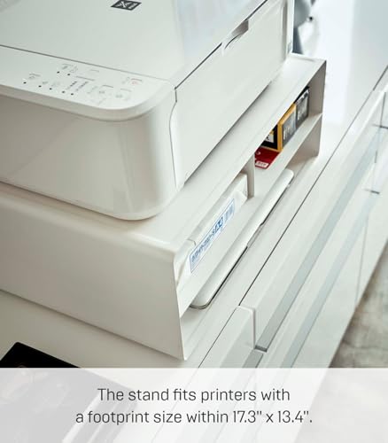 YAMAZAKI Tower Drucker-Regal mit Rollen, weiß