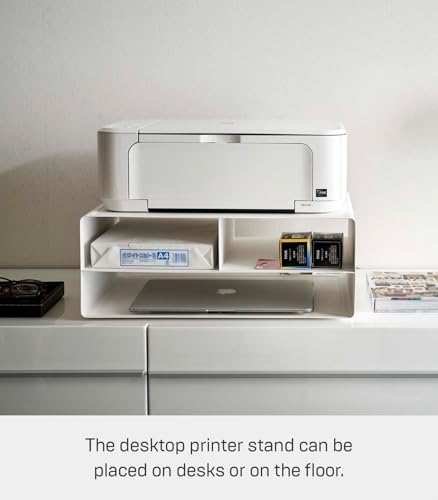 YAMAZAKI Tower Drucker-Regal mit Rollen, weiß