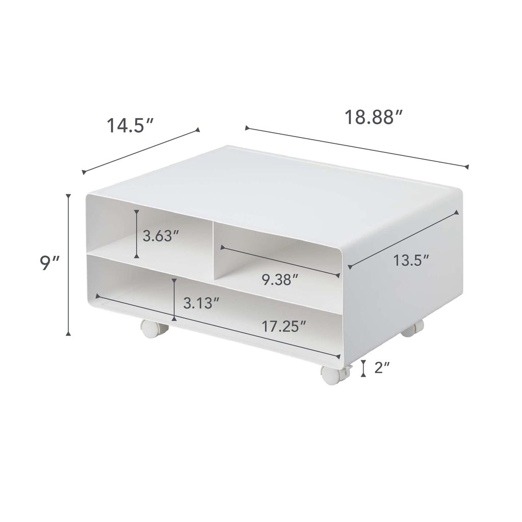 YAMAZAKI Tower Drucker-Regal mit Rollen, weiß