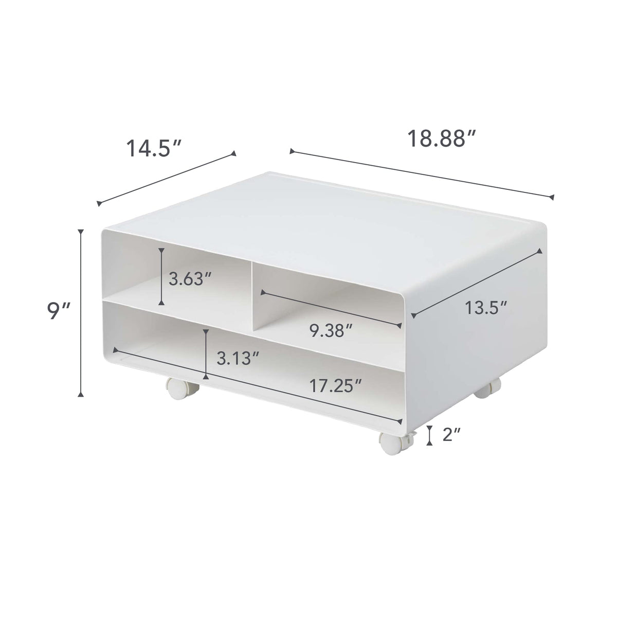 YAMAZAKI Tower Drucker-Regal mit Rollen, weiß