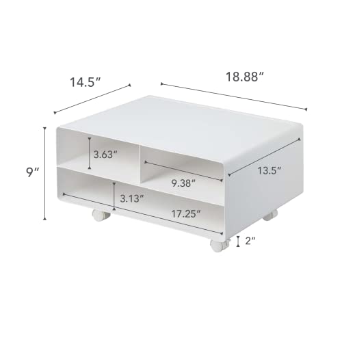 YAMAZAKI Tower Drucker-Regal mit Rollen, weiß