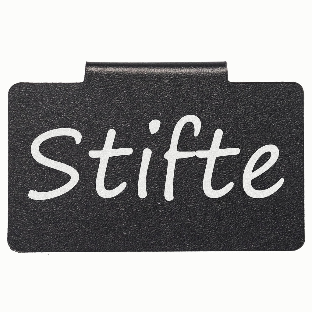 15 Etikettenhalter aus PVC Schwarz 4x7cm Beschriftungsclip für Regal 1,5cm