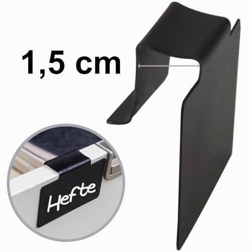 15 Etikettenhalter aus PVC Schwarz 4x7cm Beschriftungsclip für Regal 1,5cm