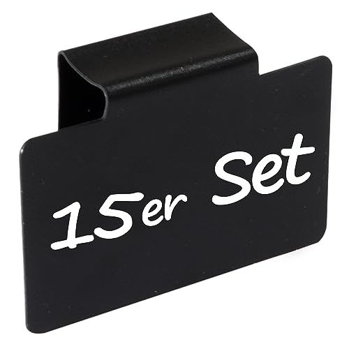15 Etikettenhalter aus PVC Schwarz 4x7cm Beschriftungsclip für Regal 1,5cm