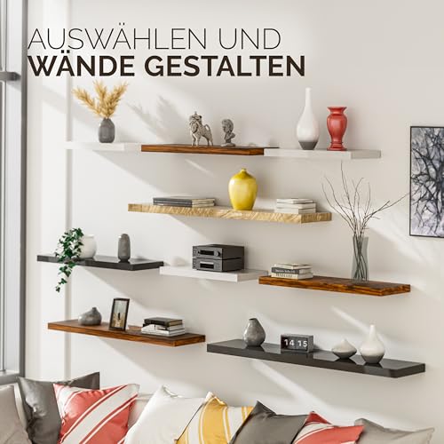 CASARIA Schweberegal 70 cm, Dunkle Eiche, 15 kg, verdeckte Wandhalterung
